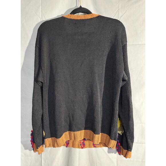 Vintage Sweater Women Small Black Grapes Fruit Handknit Cottagecore Cabin Floral - Picture 3 of 8